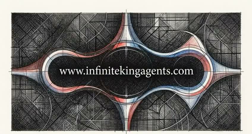 Overview film poster: www.infinitekingagents.com over an architectural line drawing